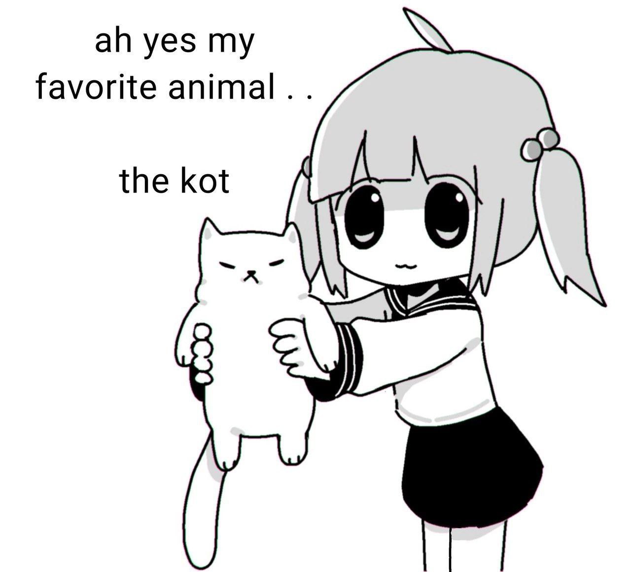 Girl holding a cat and calling it a kot